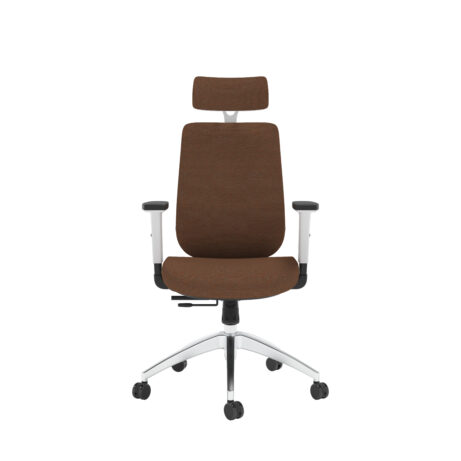 Maldini High Back Office Chair in Orange/White with ergonomic design and adjustable headrest.