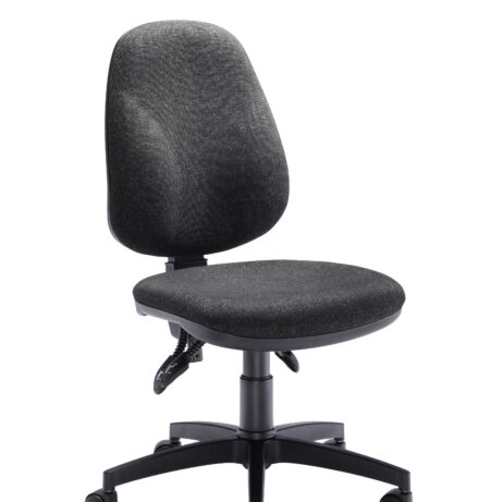Concept Deluxe Chair, No Arms, in Charcoal upholstery with a five-star base and caster wheels.