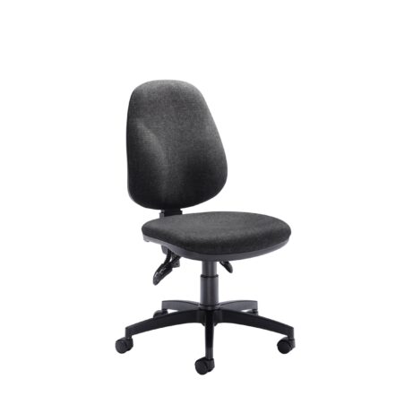Concept Deluxe Chair, No Arms, in Charcoal upholstery with a five-star base and caster wheels.