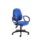 Concept Deluxe Chair with fixed arms in royal blue fabric and a black five-star base, ideal for office use.