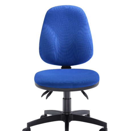 Concept Deluxe Chair in blue upholstery, ergonomic high-back with height-adjustable back and tilt tension control.