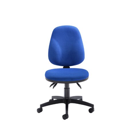 Concept Deluxe Chair in blue upholstery, ergonomic high-back with height-adjustable back and tilt tension control.