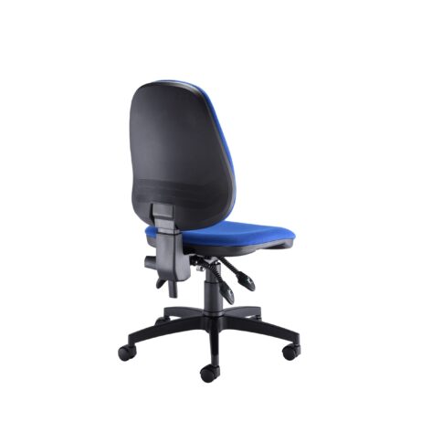 Concept Deluxe Chair in blue upholstery, featuring a high-back, ergonomic design, adjustable height, and asynchro mechanism.