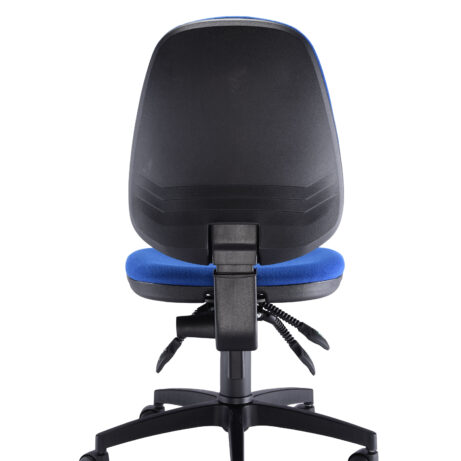 Concept Deluxe Chair in blue fabric with a high back, ergonomic design, and adjustable features for optimal support.