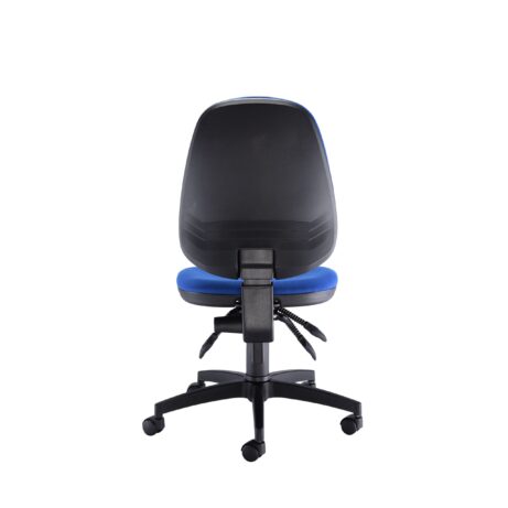 Concept Deluxe Chair in blue fabric with a high back, ergonomic design, and adjustable features for optimal support.