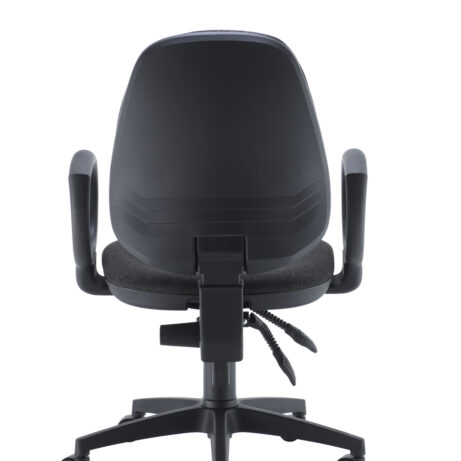 High-back Concept Operator Chair with fixed arms, durable design, and asynchro backrest mechanism, suitable for all-day use.