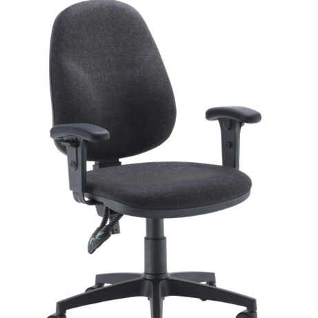 Concept Operator High Back Chair with adjustable arms in charcoal grey upholstery.