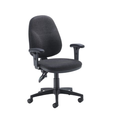 Concept Operator High Back Chair with adjustable arms in charcoal grey upholstery.