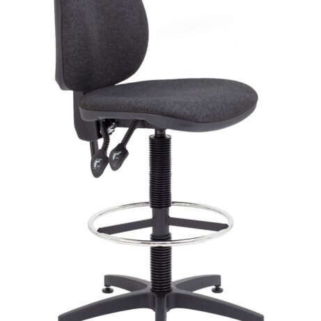 Charcoal Concept Mid-Back Fixed Draughtsman-Kit Chair with a round footrest and adjustable height.