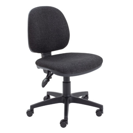 Mid back charcoal Concept Operator Chair with no arms and a five-star caster base.