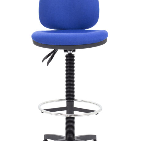 Concept Mid-Back Fixed Draughtsman-Kit Chair in blue fabric, featuring adjustable height and Permanent Contact Back mechanism.