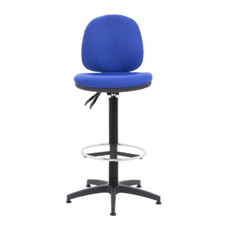Concept Mid-Back Fixed Draughtsman-Kit Chair in blue fabric, featuring adjustable height and Permanent Contact Back mechanism.