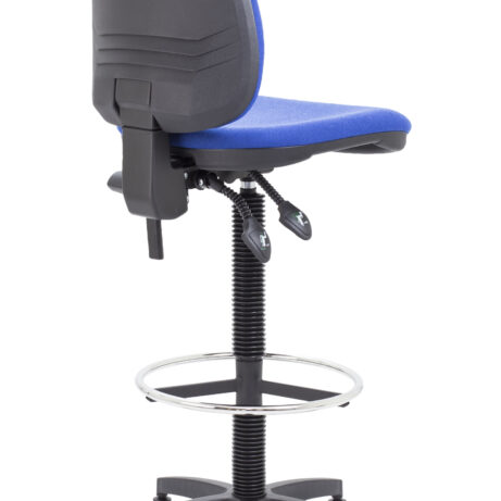Concept Mid-Back Fixed Draughtsman-Kit Chair in blue fabric, features adjustable back height and footrest. Ideal for drafting.