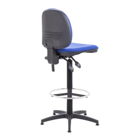 Concept Mid-Back Fixed Draughtsman-Kit Chair in blue fabric, features adjustable back height and footrest. Ideal for drafting.