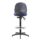 Concept Mid-Back Fixed Draughtsman-Kit Chair with blue fabric seat, black backrest, and chrome footring, designed for comfort.
