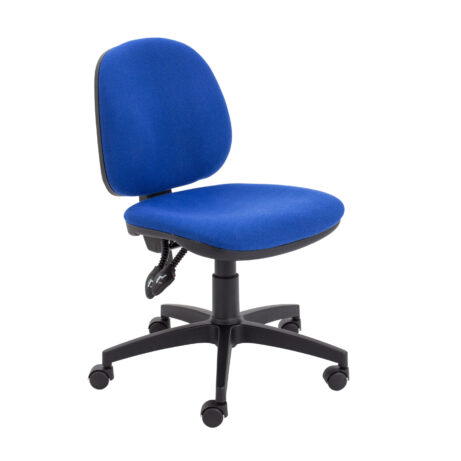 Mid Back Concept Operator Chair in Royal Blue, with no arms and a five-star base on wheels.