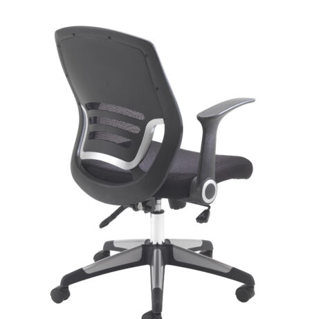 Carbon Office Chair featuring a breathable mesh back, low-profile folding arms, and a 5-star height-adjustable base with casters.
