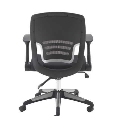 Carbon Office Chair with breathable mesh back, low-profile folding arms, height-adjustable base, and casters.