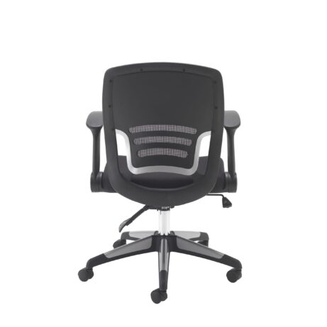Carbon Office Chair with breathable mesh back, low-profile folding arms, height-adjustable base, and casters.