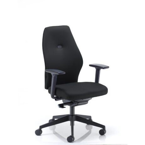 Deluxe Ergonomic Posture Chair in black with height and depth adjustable arms.