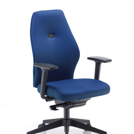 Deluxe Ergonomic Posture Chair in blue with height and depth adjustable arms.