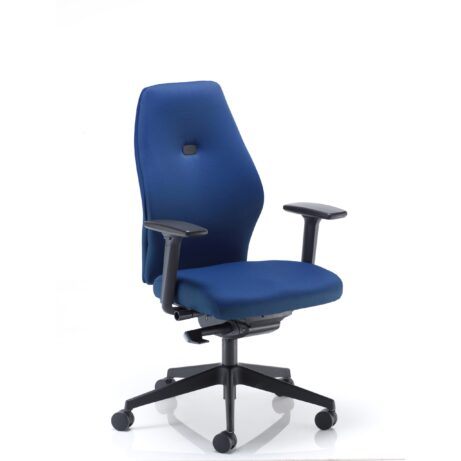 Deluxe Ergonomic Posture Chair in blue with height and depth adjustable arms.