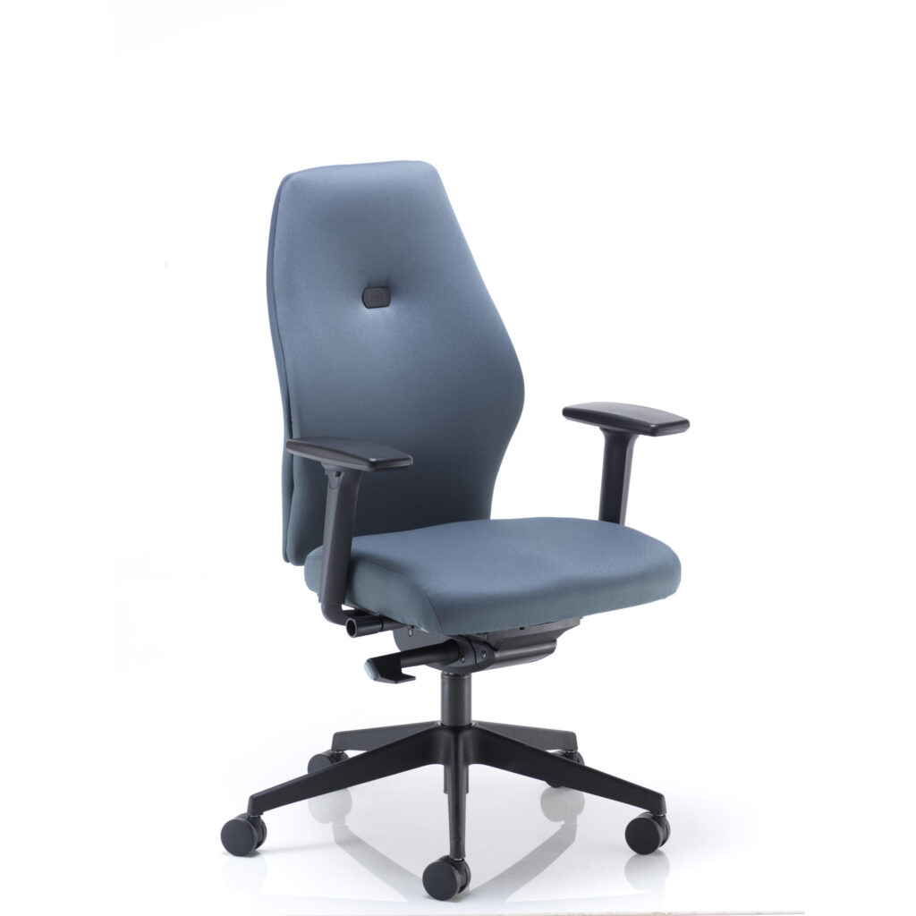 Deluxe Ergonomic Posture Chair in Grey with height and depth adjustable arms and a black base.