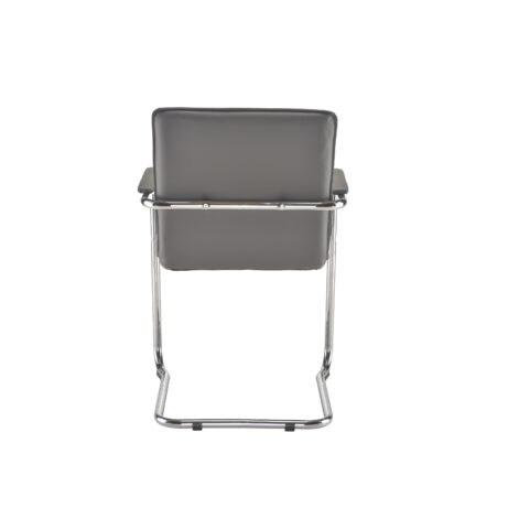 Pavia Visitor Chair with chrome cantilever base, leather-look upholstery, and fixed padded arms, designed for meetings and reception areas.