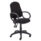 Calypso 2 High Back Operator Chair with fixed arms, upholstered in black fabric, featuring a five-star base on wheels.