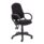 Calypso 2 High Back Operator Chair with fixed arms, upholstered in black fabric, featuring a five-star base on wheels.