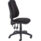 Calypso 2 High Back Operator Chair, no arms, black fabric upholstery, adjustable height, five-star base on wheels.