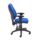 Calypso 2 High Back Operator Chair in blue fabric, featuring adjustable arms, backrest, and a mobile five-star base.