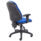 Calypso 2 High Back Operator Chair in blue fabric, featuring height-adjustable arms, backrest, and a mobile five-star base.