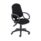 Calypso 2 Deluxe Chair with fixed arms in black fabric and a five-star base for easy mobility.