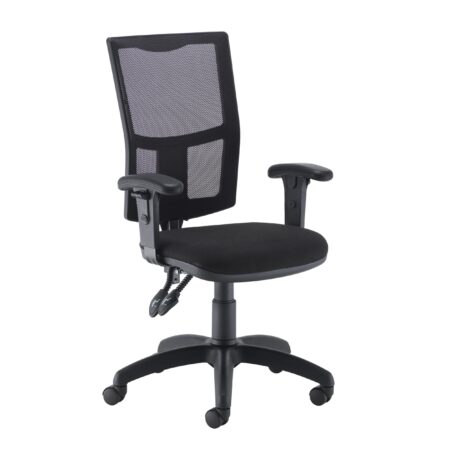 Calypso 2 Mesh Office Chair in black with adjustable arms and a contoured mesh backrest.