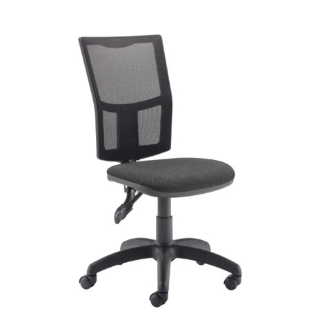 Calypso 2 Mesh Office Chair, No Arms, Charcoal colour, featuring a mesh back and fabric seat.