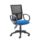 Calypso 2 Mesh Office Chair with breathable mesh back, blue seat, fixed arms, and five-star base with casters.