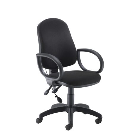 Calypso Ergo 2 Lever Office Chair in black with fixed arms and lumbar pump mechanism.
