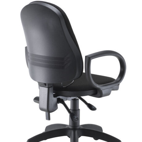 Calypso Ergo 2 Lever Office Chair, black fabric, adjustable lumbar support, 5-star base, ergonomic design.