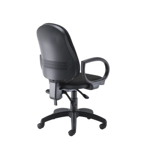 Calypso Ergo 2 Lever Office Chair, black fabric, adjustable lumbar support, 5-star base, ergonomic design.