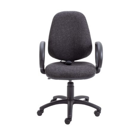 Calypso Ergo 2 Lever Office Chair, charcoal fabric with fixed arms and lumbar pump adjustment.