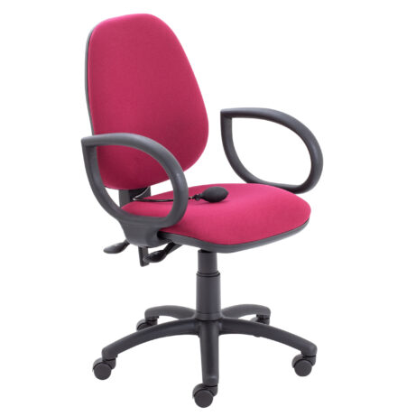 Calypso Ergo 2 Lever Office Chair in Claret with fixed arms and lumbar pump adjustment.