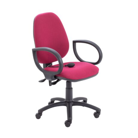 Calypso Ergo 2 Lever Office Chair in Claret with fixed arms and lumbar pump adjustment.