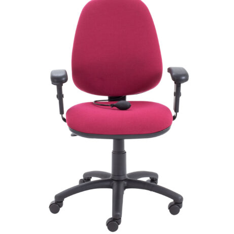 Calypso Ergo 2 Lever Office Chair in Claret with adjustable arms and lumbar pump.