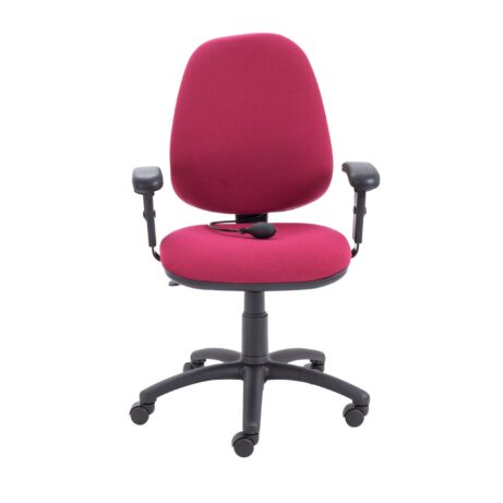 Calypso Ergo 2 Lever Office Chair in Claret with adjustable arms and lumbar pump.