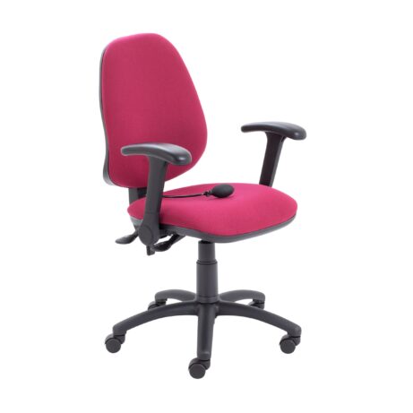 Calypso Ergo 2 Lever Office Chair, claret color, folding arms, with lumbar pump and rolling base.