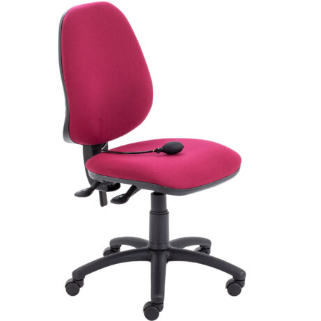 Calypso Ergo 2 Lever Office Chair, Claret, no arms, featuring a lumbar pump and swivel base.
