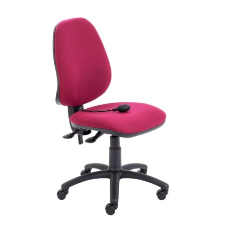 Calypso Ergo 2 Lever Office Chair, Claret, no arms, featuring a lumbar pump and swivel base.