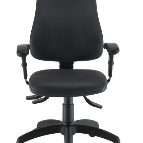 Calypso Ergo 2 Lever Office Chair, Adjustable Black PU Arms, with Lumbar Pump, Black finish.