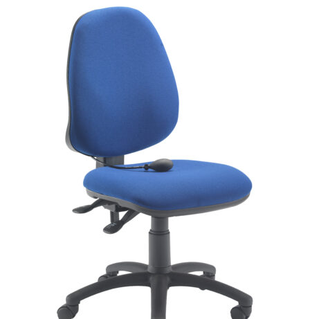 Calypso Ergo 2 Lever Office Chair in Royal Blue, no arms, featuring a lumbar pump and adjustable mechanisms.